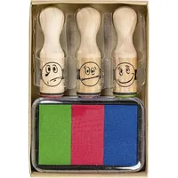 Brunnen 1048692 Stempelset (Belohnung Smiley, 3 Motivstempel aus Holz,