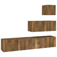 VidaXL 4-tlg. TV-Schrank-Set Räuchereiche Holzwerkstoff