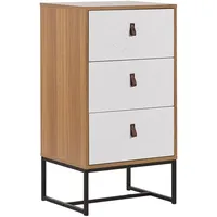 Beliani Kommode mit 3 Schubladen NUEVA Hellbraun, / Weiß