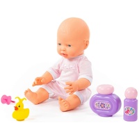 Polesie Babypuppe Puppe 35 cm mit Schnuller und Bade-Set