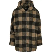 URBAN CLASSICS Hooded Oversized Check Sherpa Big Jacke Beige