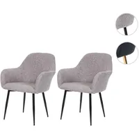 Mendler 2er-Set Esszimmerstuhl HWC-F18, Stuhl Küchenstuhl, Retro Design Stoff/Textil
