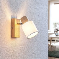 LINDBY Spot Wanessa, Holz, weiß, E14, 14 cm, verstellbar