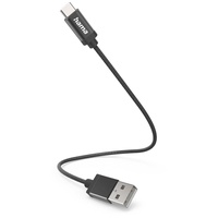 Hama Ladekabel Nylon USB-A/USB-C 0.2m schwarz