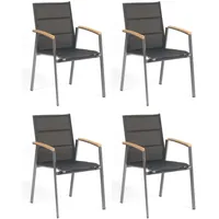SonnenPartner Gartenstuhl Sonnenpartner 4er-Set Stapelstühle Sierra Aluminium/Textilen