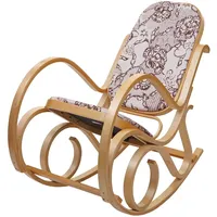 MCW Schaukelstuhl Gallarate, Schwingsessel Fernsehsessel, Massiv-Holz ~ Eiche-Optik, Stoff/Textil