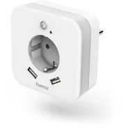 Hama 00223498 LED-Nachtlicht mit Steckdose, 2 USB-Ausgänge, Bewegungs- und
