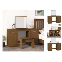 VidaXL Schminktisch-Set mit Spiegel Honigbraun Massivholz Kiefer