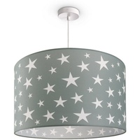 Paco Home Pendelleuchte Baby Lampenschirm Stoff Rund Sterne Kinderlampe