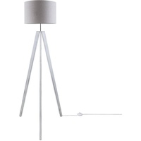 Paco Home Stehlampe E27 Stoff Lampenschirm Uni - Grau