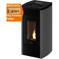 FreePoint Pelletofen Duke titanium schwarz, bis 14kW Heizleistung