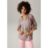 Aniston CASUAL Schlupfbluse mit interessanten Alloverdruck Gr. 38, grün-rosa-weinrot,