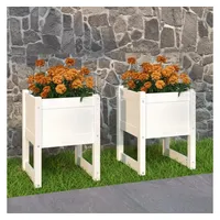 VidaXL Pflanzkübel 2 Stk. Weiß 40x40x52,5 cm Massivholz Kiefer