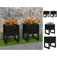 VidaXL Pflanzkübel 2 Stk. Schwarz 40x40x52,5 cm Massivholz Kiefer