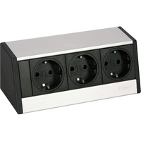 EVOline Steckdosenelement 3 x Schuko alufarbig, schwarz