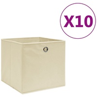 VidaXL Aufbewahrungsboxen 10 Stk. Vliesstoff 28x28x28 cm Creme