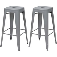Mendler 2er-Set Barhocker HWC-A73, Barstuhl Tresenhocker, Metall Industriedesign stapelbar