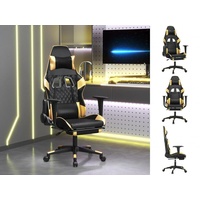 VidaXL Gaming-Stuhl mit Massage & Fußstütze Schwarz Golden Kunstleder