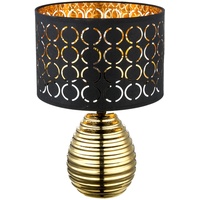 ETC Shop Tischleuchte schwarz gold Nachttischleuchte Retro Schlafzimmer Tischlampe