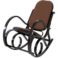 Mendler Schaukelstuhl M41, Schwingsessel Fernsehsessel, Massiv-Holz - Walnuss-Optik, Stoff/Textil