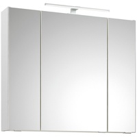 Lomadox Badezimmer Spiegelschrank, 80cm breit, mit Aufsatzleuchte in Weiß