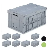 Relaxdays 8 x Transportbox 60 L mit Deckel