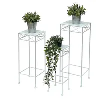 Art-Pol DanDiBo Blumenhocker Weiß Metall Eckig Blumenständer 96314 3er