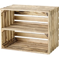 IWerk Holzkiste mit langem Mittelbrett natur/geflammt 50 x 40