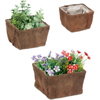 Relaxdays Pflanzkübel-Set Holz braun