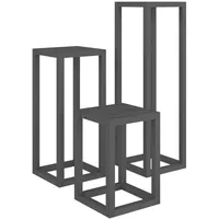 VidaXL 3-tlg. Pflanzenständer-Set Grau Massivholz Kiefer