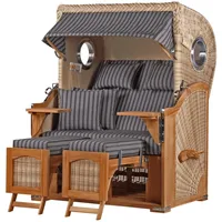Mr. Deko bene living Strandkorb Komplettset Ammersee Teak Bullauge