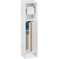 Relaxdays Stehender Toilettenpapierhalter weiß Weiß,Hellbraun