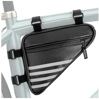 ECENCE Fahrrad Rahmentasche Dreiecks-Tasche Fahrradtasche Schwarz mit Reflektor