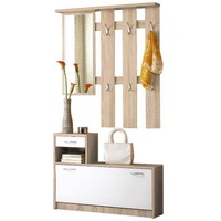 Stella Trading Carryhome Garderobe Weiß, Eiche 2-teilig, 100x190x26 cm