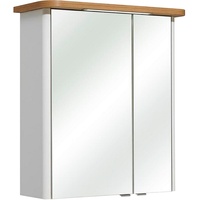 XORA Spiegelschrank Weiß, Metall, 2 Fächer, 65x72x20 cm, Made