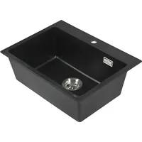 NINDO Stabilo-sanitaer - Einbauspüle `Kingston` mit Zubehör schwarz Granitoptik