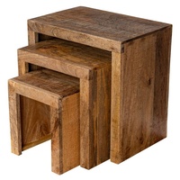 Levandeo 3er Set Beistelltisch Mango Holz Braun Natur Massiv