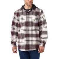 CARHARTT Flannel-Fleece, Kapuzen-Hemd/Jacke - Beige/Dunkelrot (W03) - M