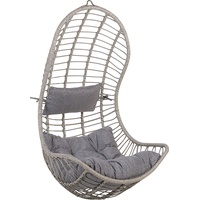 Beliani Hängesessel Grau Rattan inkl. Kissen Outdoor Indoor Boho
