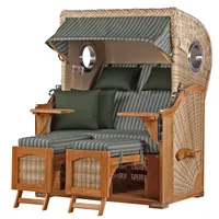 Mr. Deko bene living Strandkorb Komplettset Ammersee Teak Bullauge