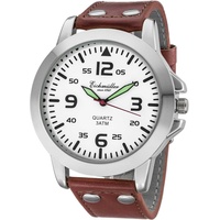 EICHMÜLLER Herrenuhr RE1007 Weiss-braun Lederband 45 mm