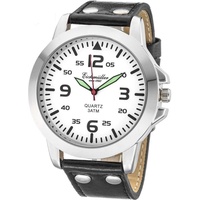 EICHMÜLLER Herrenuhr RE1010 Weiss-schwarz Lederband 45 mm