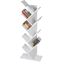 ML-Design Bücherregal mit 9 Ebenen Baumform 50x25x140cm Weiß, Holz