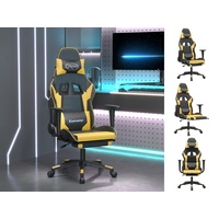 VidaXL Gaming-Stuhl mit Massage & Fußstütze Schwarz Golden Kunstleder