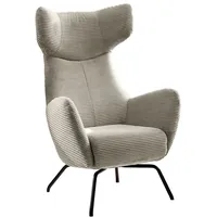 KAWOLA Sessel LOTTE Ohrensessel Cord steingrau