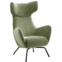 KAWOLA Sessel LOTTE Ohrensessel Cord olivgrün