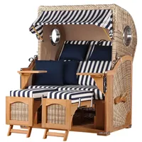 Mr. Deko bene living Strandkorb Komplettset Ammersee Teak Bullauge