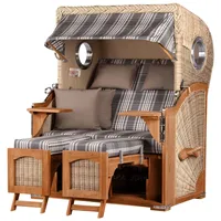 Mr. Deko bene living Strandkorb Komplettset Ammersee Teak Bullauge