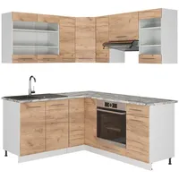 Vicco Eckküche Fame-Line Goldkraft Eiche/Weiß, 160 x 60 cm