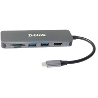 D-Link 6-in-1 USB-C Multiport-Adapter, Card Reader, USB-C 3.0 [Stecker]